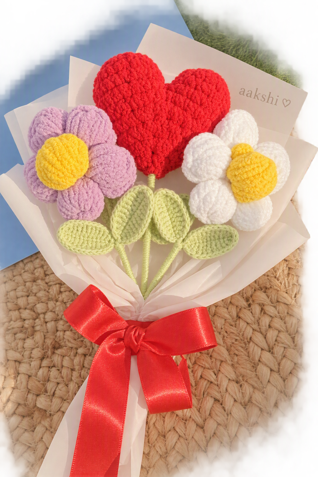 Crochet Heart Blossom Bouquet