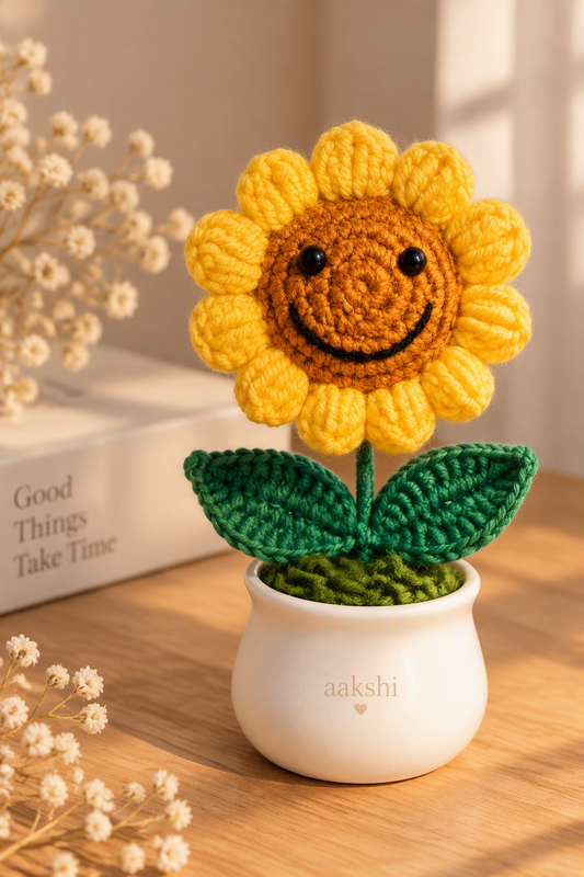 Sunny Smile Crochet Pot