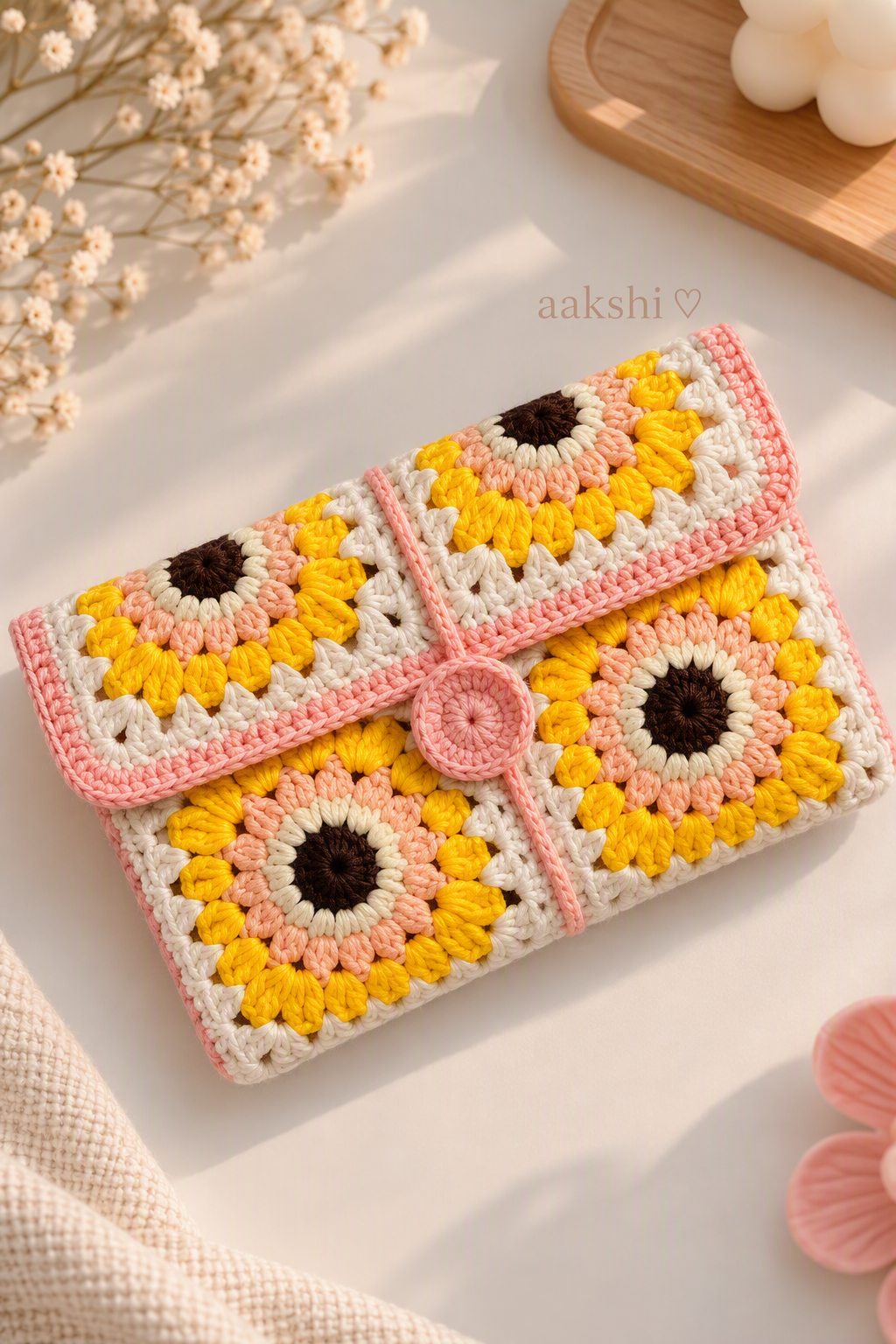 Sunflower Crochet Book Sleeve